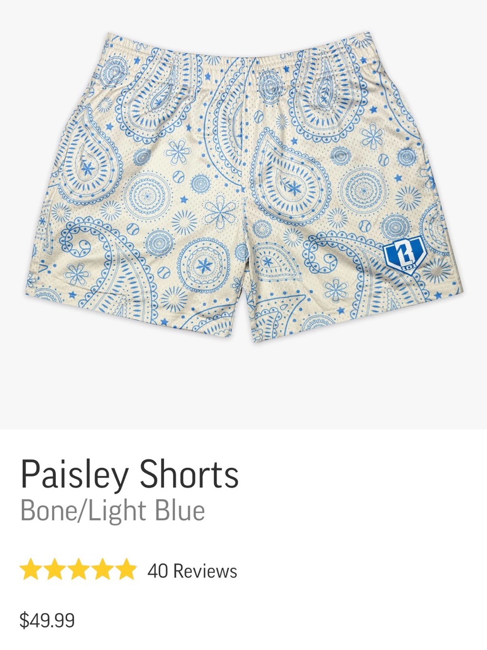 NWT Baseball Lifestyle Paisley Shorts - S